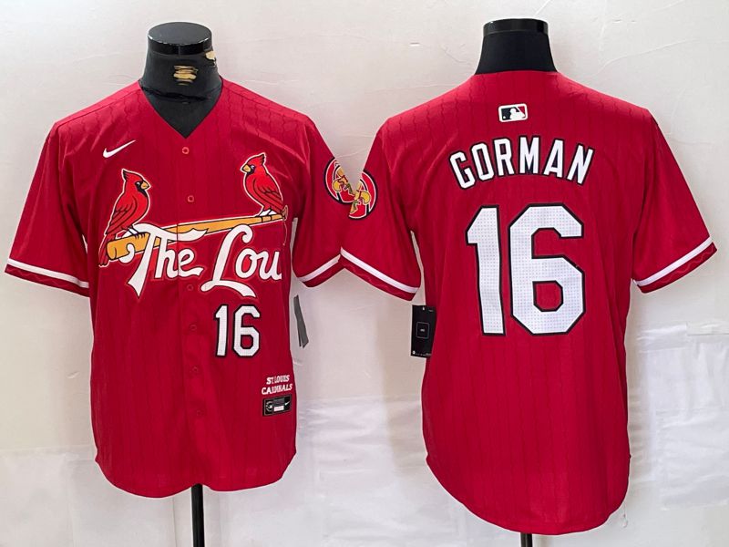 Men St.Louis Cardinals #16 Gorman Red City Edition 2024 Nike MLB Jersey style 1->st.louis cardinals->MLB Jersey